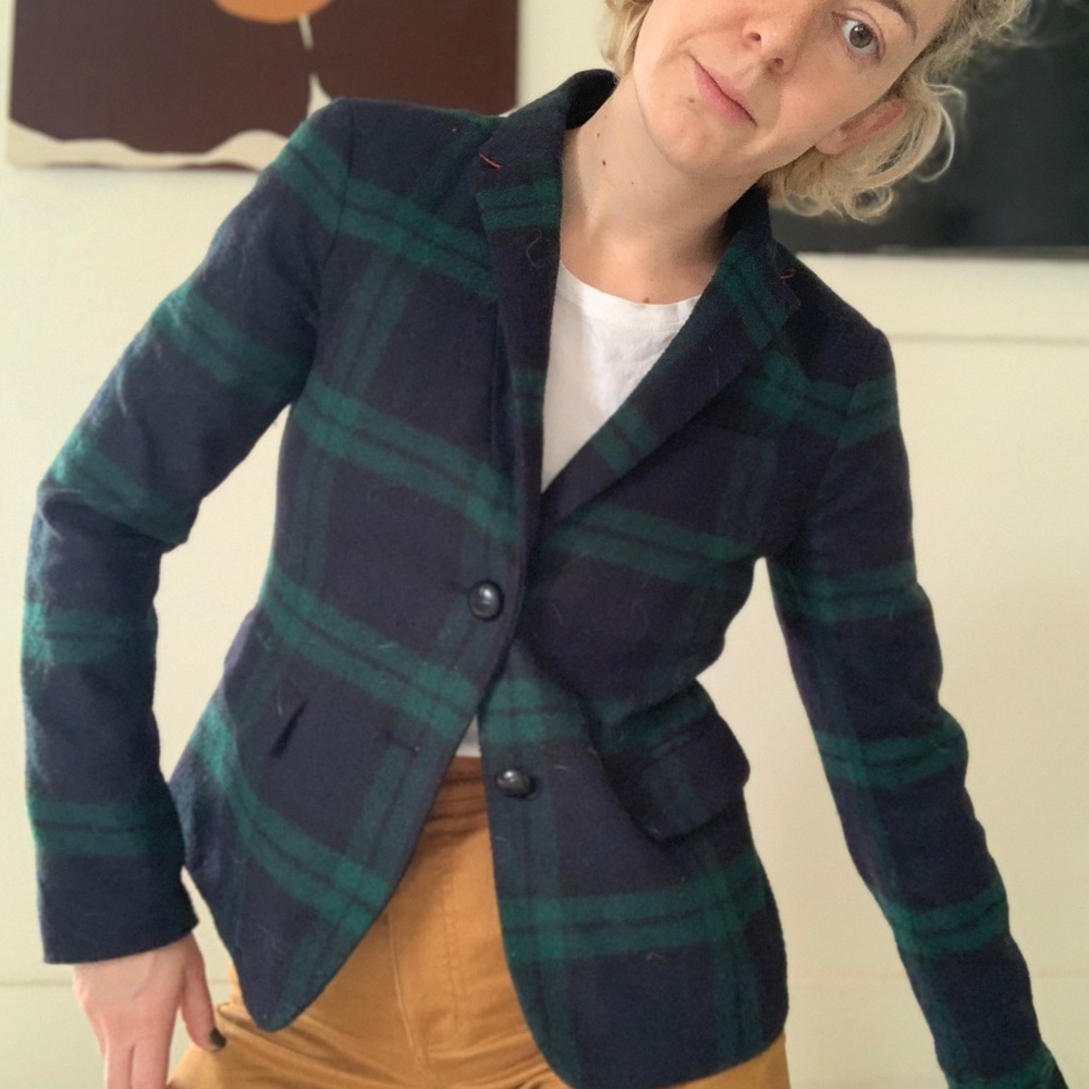 GAP Plaid Blazer - Navy and Green - Picture 2 of 8